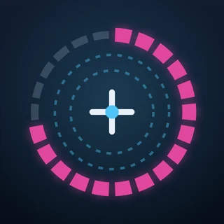 The Dronelix app icon: a dashed magenta airspace ring around a cyan waypoint